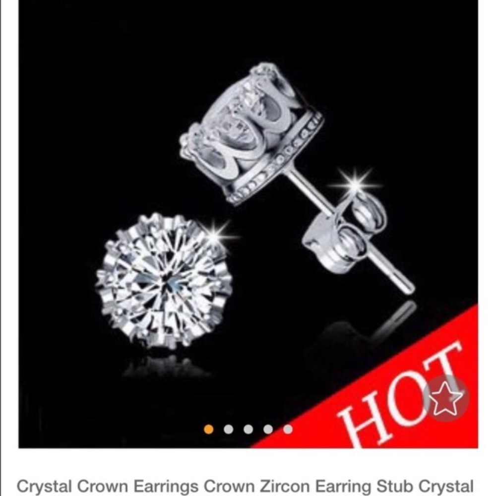 Crystal crown earrings unisex